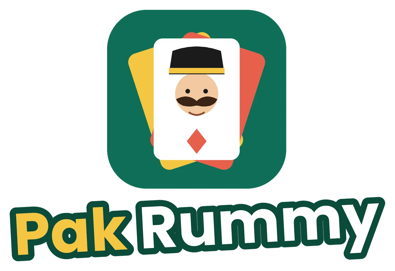 Pak Rummy APK logo with mustached card character