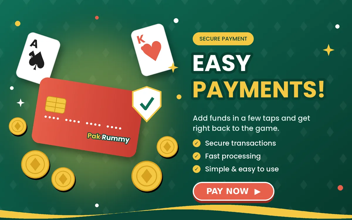 Pak Rummy payments banner: secure deposits with JazzCash, Easypaisa and bank transfer